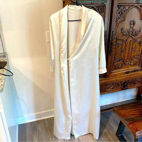 colesce collection lingerie Other - Vintage Full Length Satin Nightgown Lace Detail Silky Slip Dress Robe medium